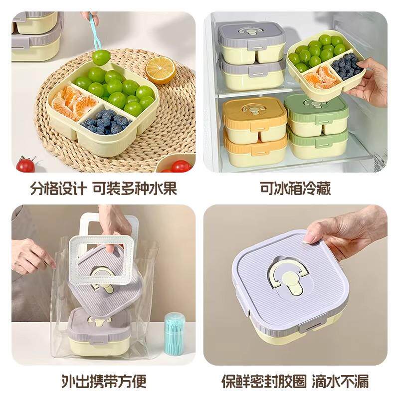 学日本密无品牌/封水果盒携专用食品级分格饭盒可式春游食生物保