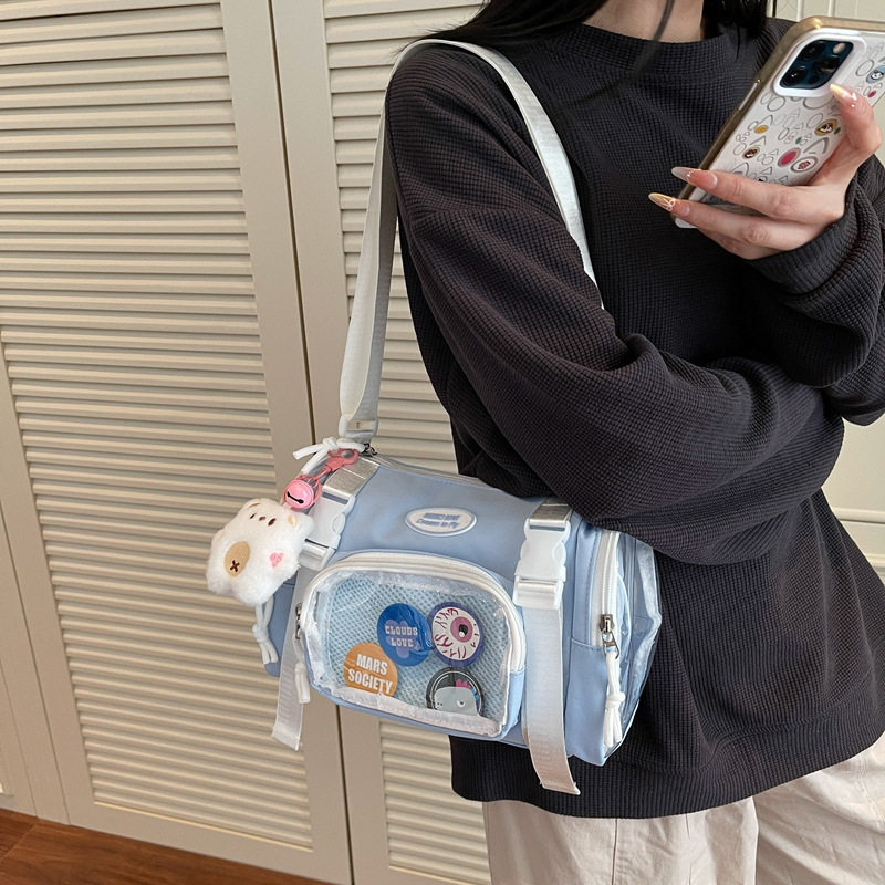 高颜值日系ins二次元蓝色系小食量吧唧痛包少女轻便携逛街斜挎包