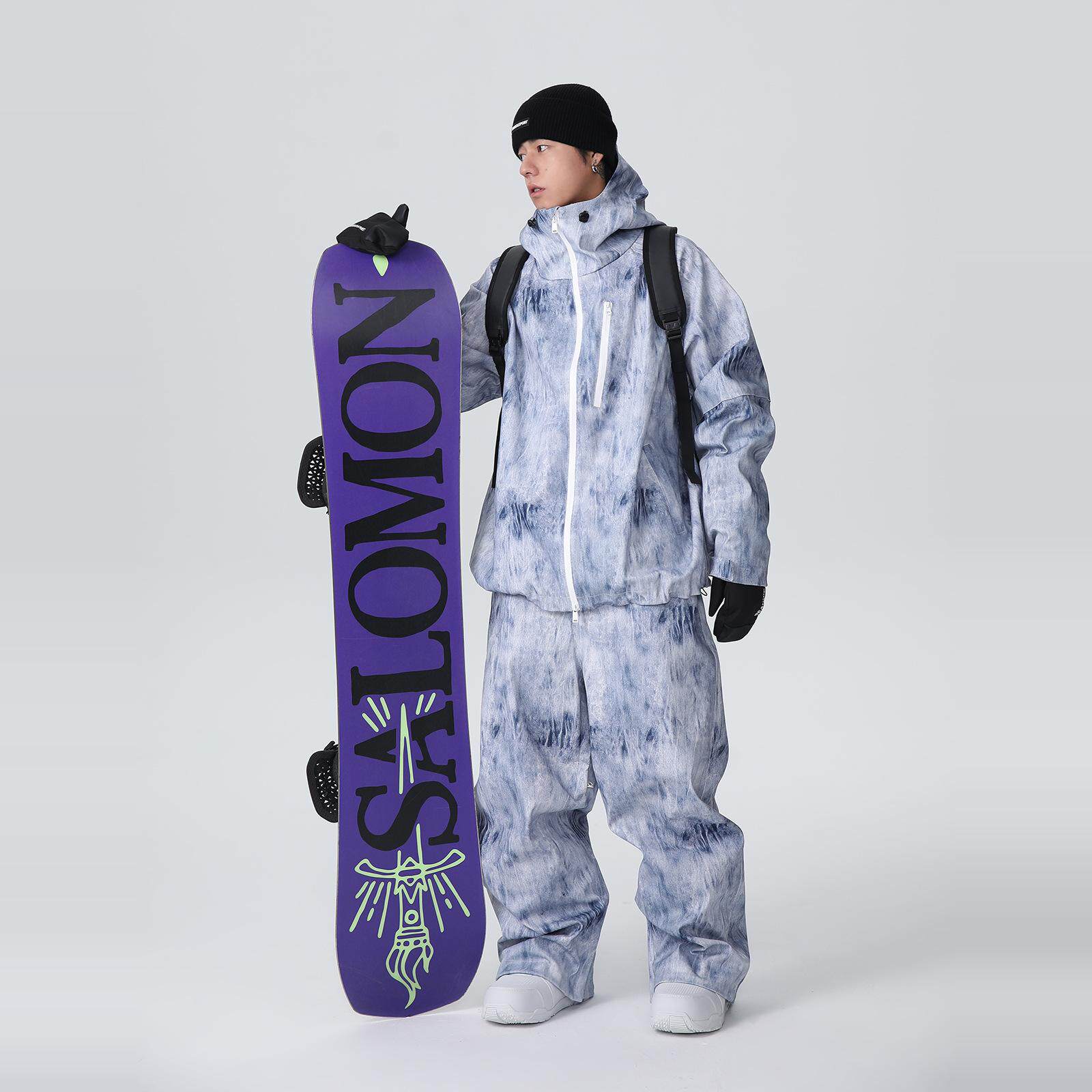 单双板宽松牛仔户外滑雪衣裤