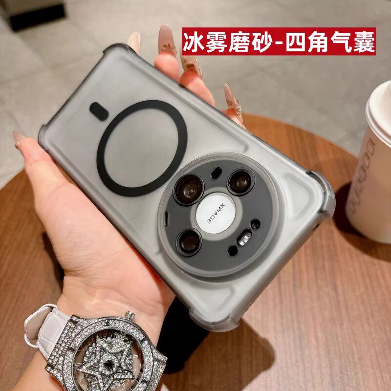 四角气囊磨砂磁吸TPU软壳适用华为mate80promax手机壳新款mate70四角气囊防摔pura80pro冰雾磨砂70防指纹60