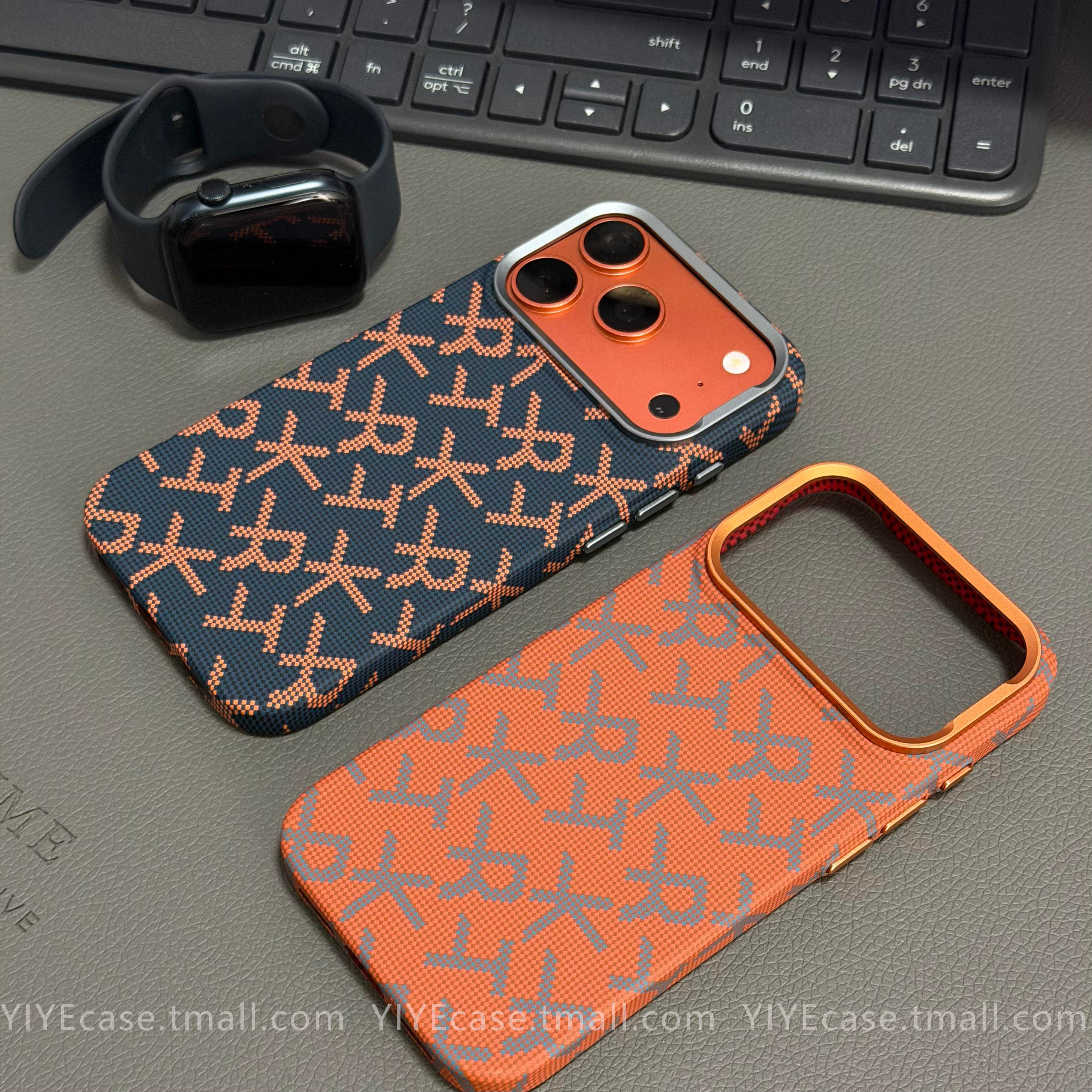 P家同款高级老钱风碳纤维凯夫拉纹适用于iPhone17ProMax男苹果17手机壳新款16高级15磨砂16pro防指纹pm防摔套