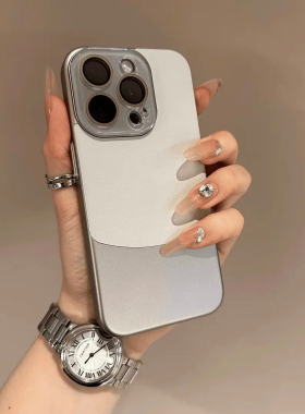 ins轻奢高级撞色素皮纹适用于苹果15Pro手机壳iPhone16promax新款13镜头全包12男女14磨砂防指纹16plus防摔套