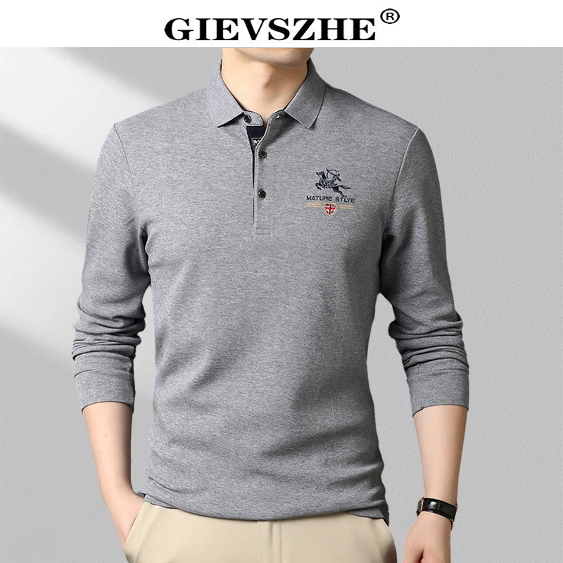 纪诗哲长袖t恤男秋季新款秋季长袖polo衫男高级感商务休闲打底衫