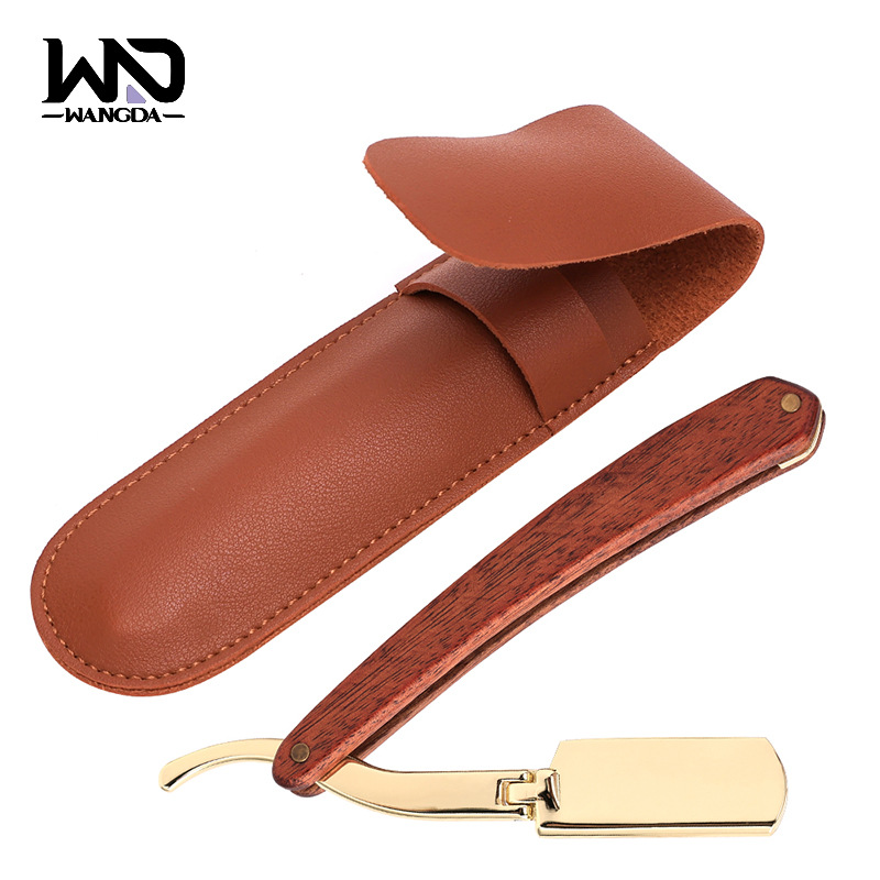 跨境老式手动剃须刀刮脸刀发廊家用脸部清洁刀理发刀皮套刀架套装