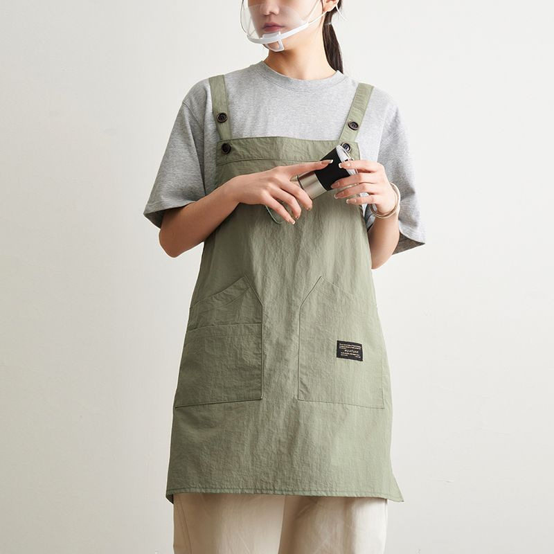 跨境理发师服务员工作服男女工装围裙套装