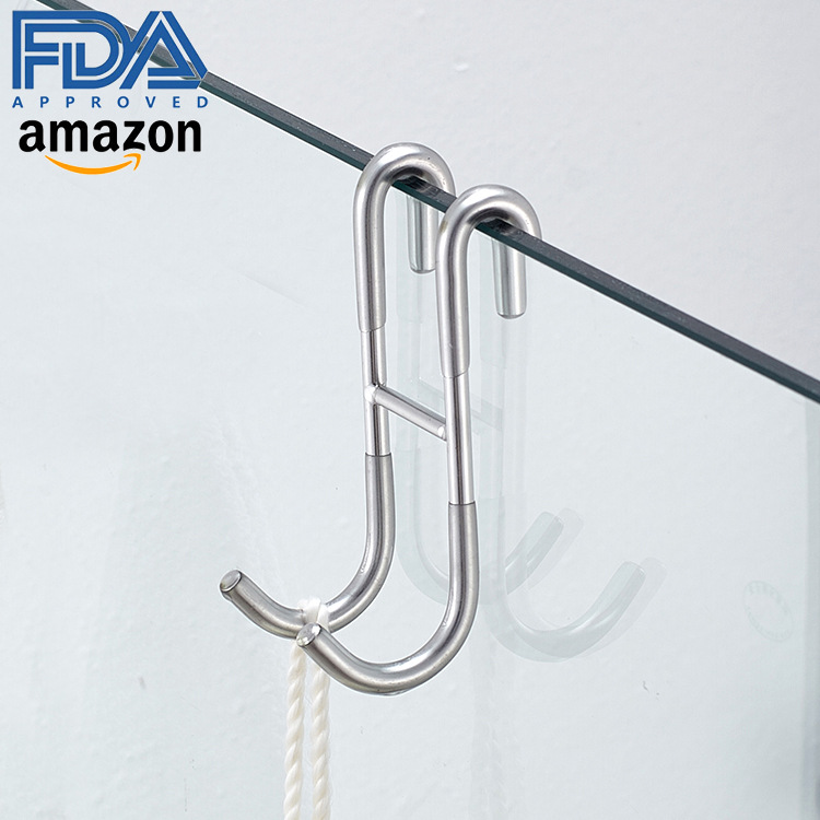 挂衣钩淋浴房玻璃卫生间悬挂毛巾挂钩单个勾免打孔304不锈钢