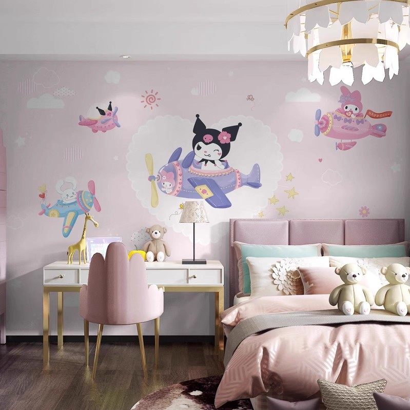 卡通库洛米壁纸立体女孩卧室布儿童房墙纸环保公主房间背景墙壁画,家装主材,定制壁画,淘宝优惠券,粉丝福利购,淘宝优惠卷