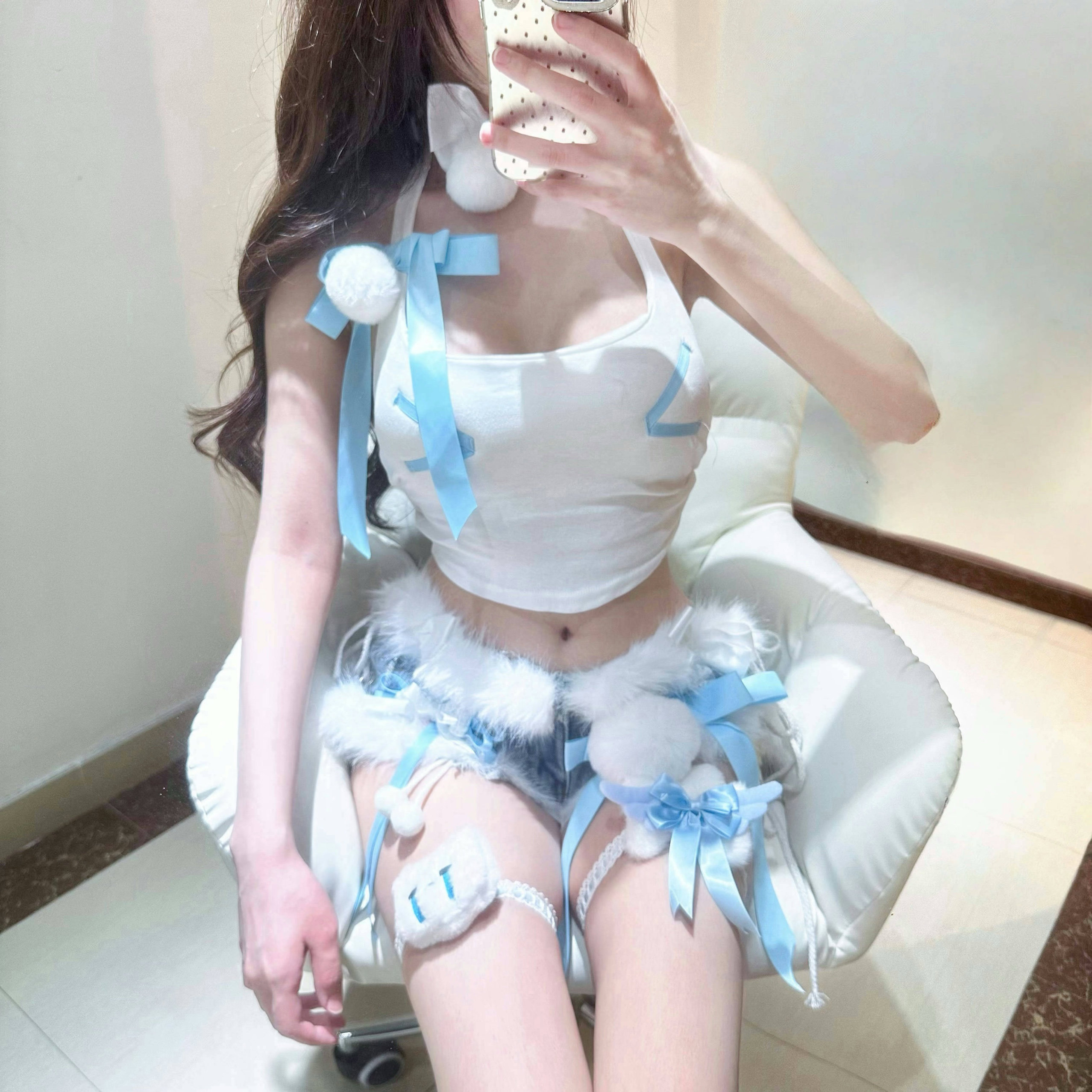 尤物原创手作可爱甜美少女背心超时尚套装