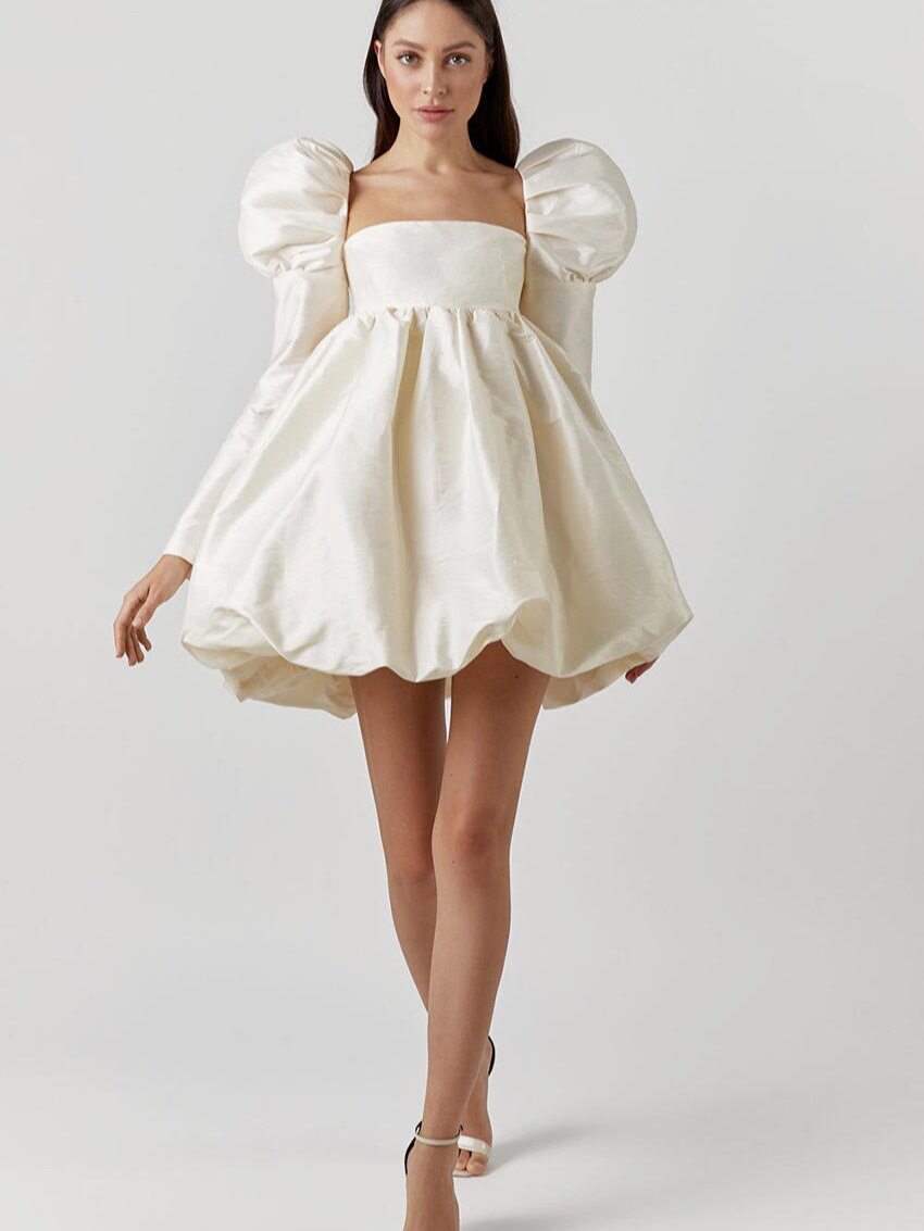 欧美优雅泡泡袖系带派对礼服露背性感公主裙女Sexy party dress