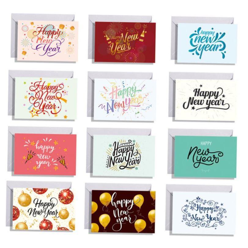 happy new year card cute greeting cards新年祝福贺卡空白信封