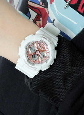 卡西欧手表女BABY-G独角兽星空白色防水运动学生潮流电子表BA-130