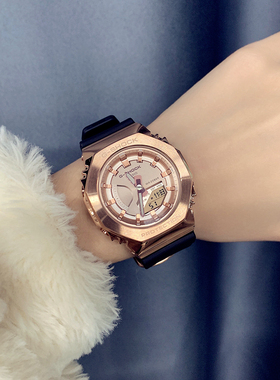 卡西欧手表女GSHOCK农家橡树金属八角防水运动电子腕表GM-S2100PG
