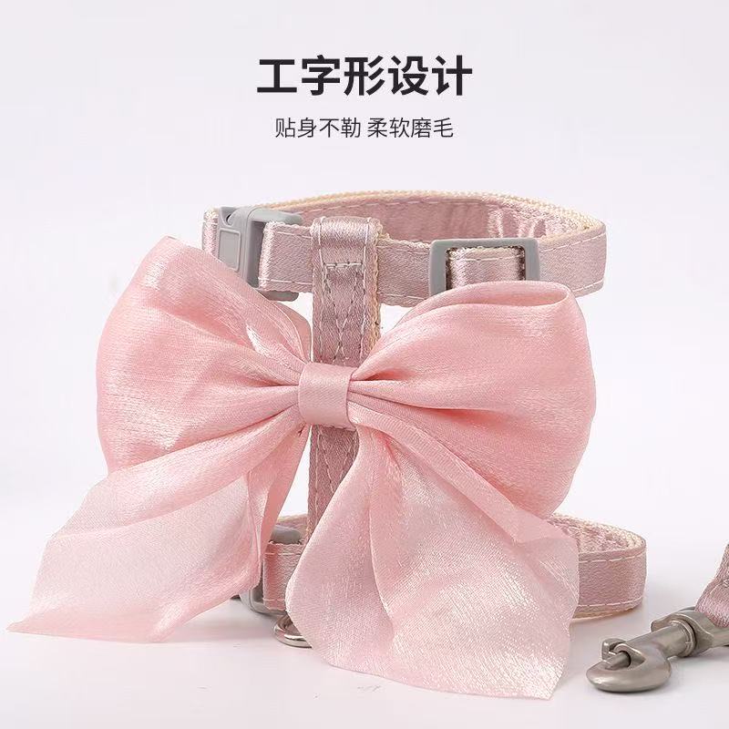 猫咪专用蝴蝶结可调节工字型胸背