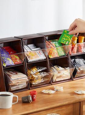 茶包收纳盒胶囊咖啡零食吧台糖包收纳分格可拆卸桌面收纳盒架子