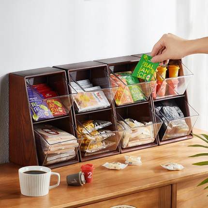 茶包收纳盒胶囊咖啡零食吧台糖包收纳分格可拆卸桌面收纳盒架子