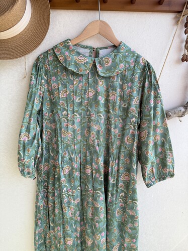 售罄*原创自制* 春意盎然 绿色碎花连衣裙  可接同款式加工