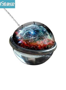 Handmade Solar System Planets Double-Sided Blue Galaxy Glass