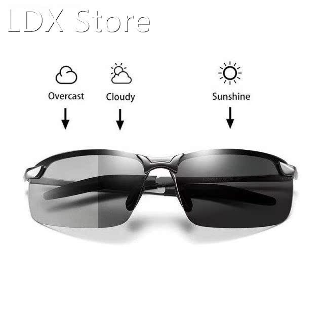 Men's Photochromic Polarized Sunglasses Men Driving Cham