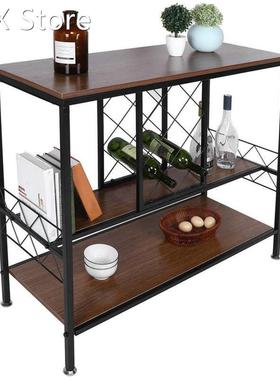 3 Layer Wine Rack Table with Glass Holder Wine Cabinets Orga
