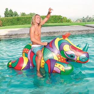 Giant Inflatable Ride on Rhino Pool Floats Full Printing Ani