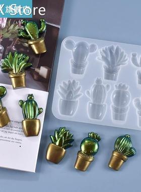 3D Cactus Keychains Crystal Epoxy Resin Mold Handmade Pendan