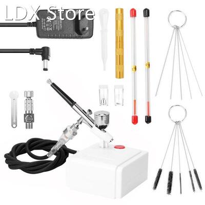 Dual Action Airbrush Compressor Kit Air-Brush paint Spray Gu