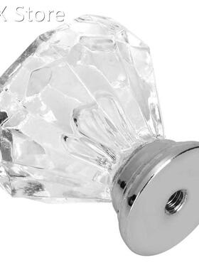 32mm Diamond Glass Cabinet Door Knob Drawer Cupboard Pull Ha