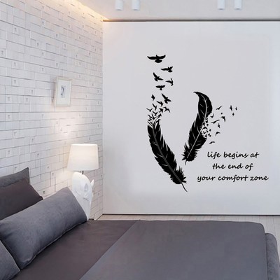 Feathers Turning Into Birds Wall Sticker Art Murals Home Dec