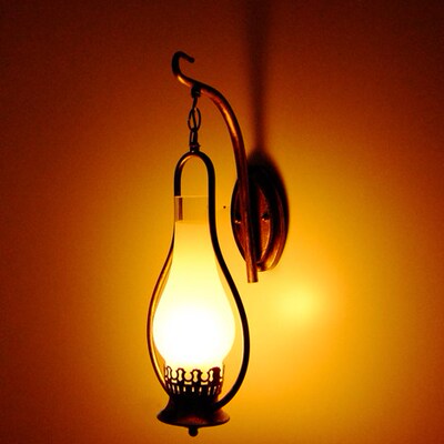 European style kerosene lantern, iron glass wall lamp, retro