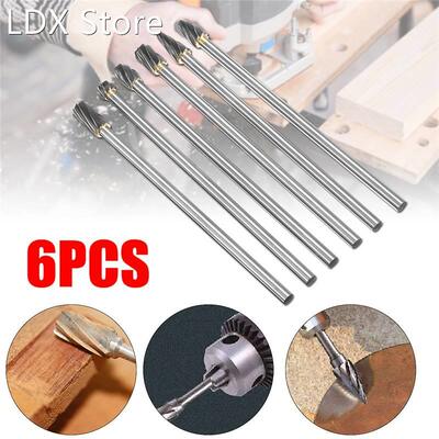 6pcs 6 x 10mm 150mm Long Rotary Files Burrs Reach Double Cut