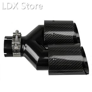 63mm-89mm Universal Dual Exhaust Tip Glossy Carbon Fiber Exh