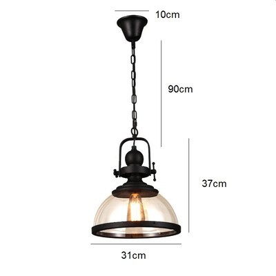 Vintage Ceiling Lamp Amber Kitchen LED Pendant Light Glass S