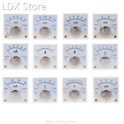 91C4 Ammeter DC Analog Current Meter Panel Mechanical Pointe