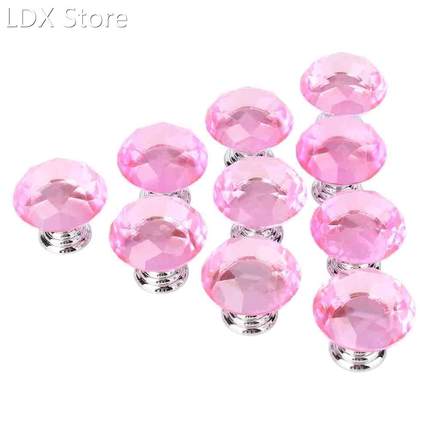 10 Pcs/lot Diamond Clear Crystal Glass Door Pull Drawer Knob