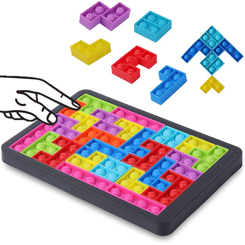 27pcs Tetris Jigsaw Puzzle Toys Silicone Pop Building Blocks