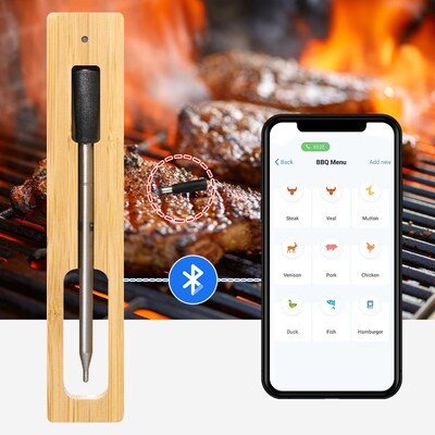 Kitchen Wireless Meat Food Steak Thermometer for Oven Grill