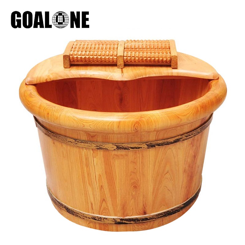 GOALONE Wood Foot Basin Foot Bucket Pedicure Bowl Spa Massa