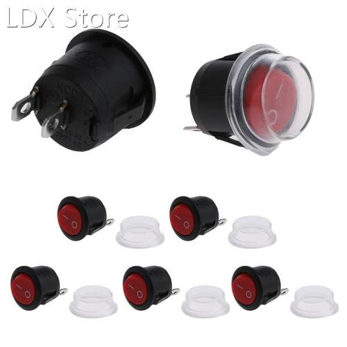 5 Pcs 2-Pin ON-OFF SPST Round Dot Car Boat Rocker Toggle Swi
