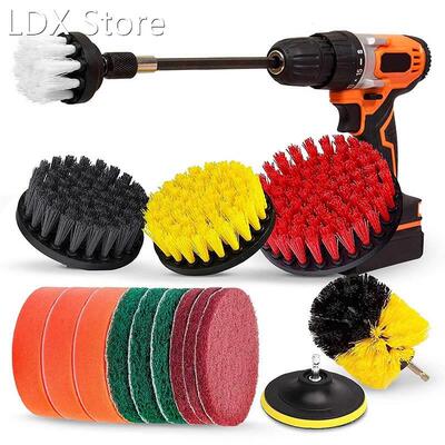 Drill Brush Set, Extend Long Attachment, Scrub Pads, Sponge,