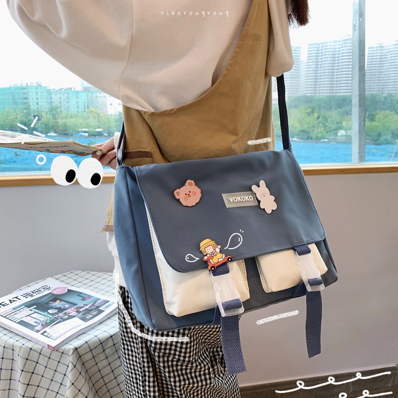 Panelled Women Bags 2020 Japanese Cute Girl Crossbody Bag L