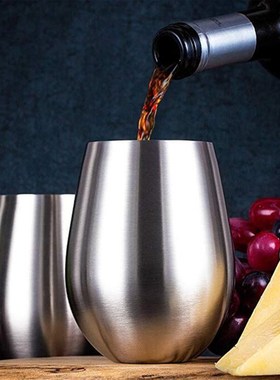Stainless Steel Wine Glasses Large & Elegant Stemless Goblet