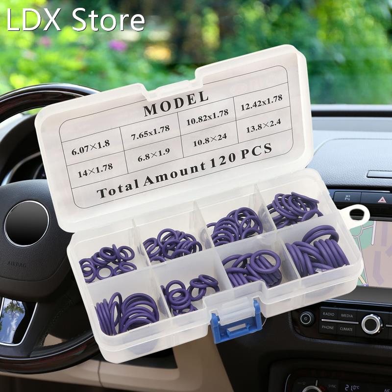 120Pcs HNBR Car Van Air Conditioning Rubber Washer O Ring Se