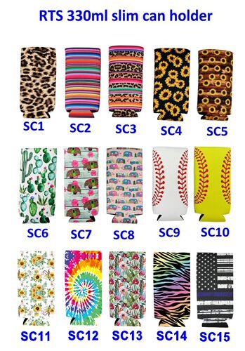 6PC Neoprene Slim Beer Can Cooler Tall Stubby Holder Foldabl