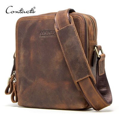CONTACT'S 2020 New Genuine Leather Men's Messenger Bag Vint