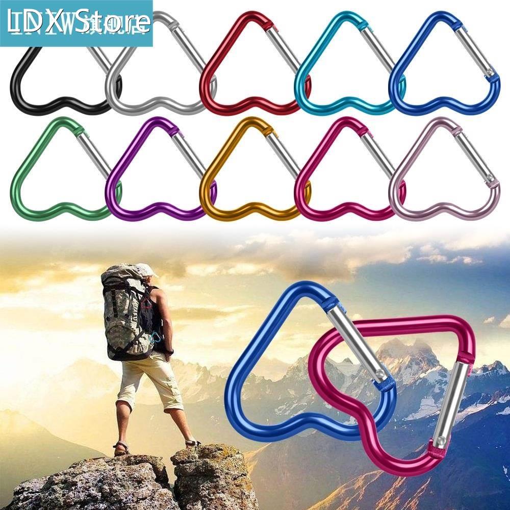3 Pcs Heart-shaped Aluminum Carabiner Key Chain Clip Keyring
