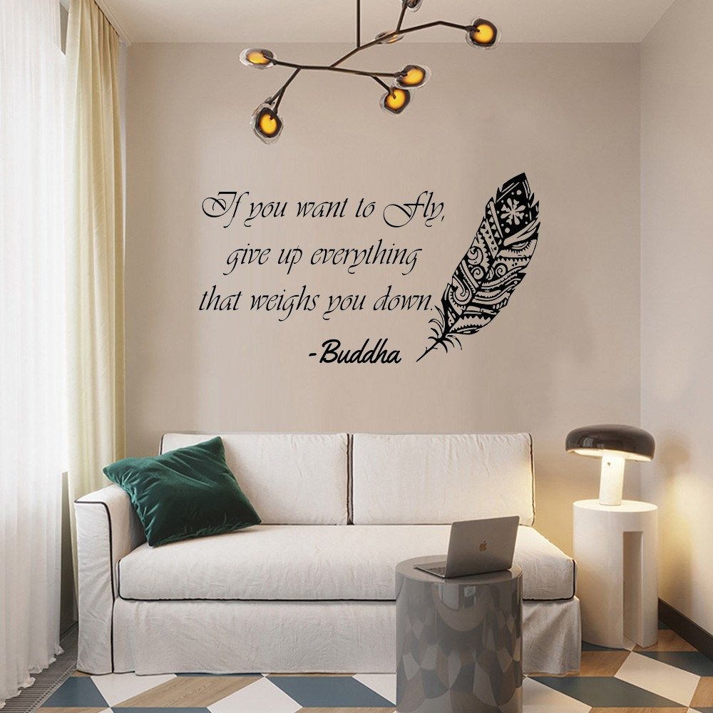 lnspirational quote wall decal feather buddha if you want to