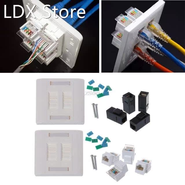 Wall Plate 4 Ports CAT5e/CAT6 RJ45 Network 86mm Standard Wal - 封面