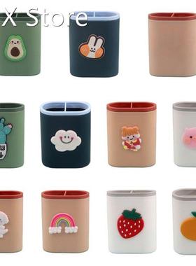 1 Pc Multi-purpose Tabletop Pen Holder Case 2 Separate Compa