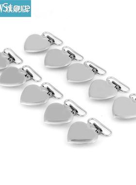 10pcs DIY Silver Metal Peach Heart Suspender Braces Clips Ho