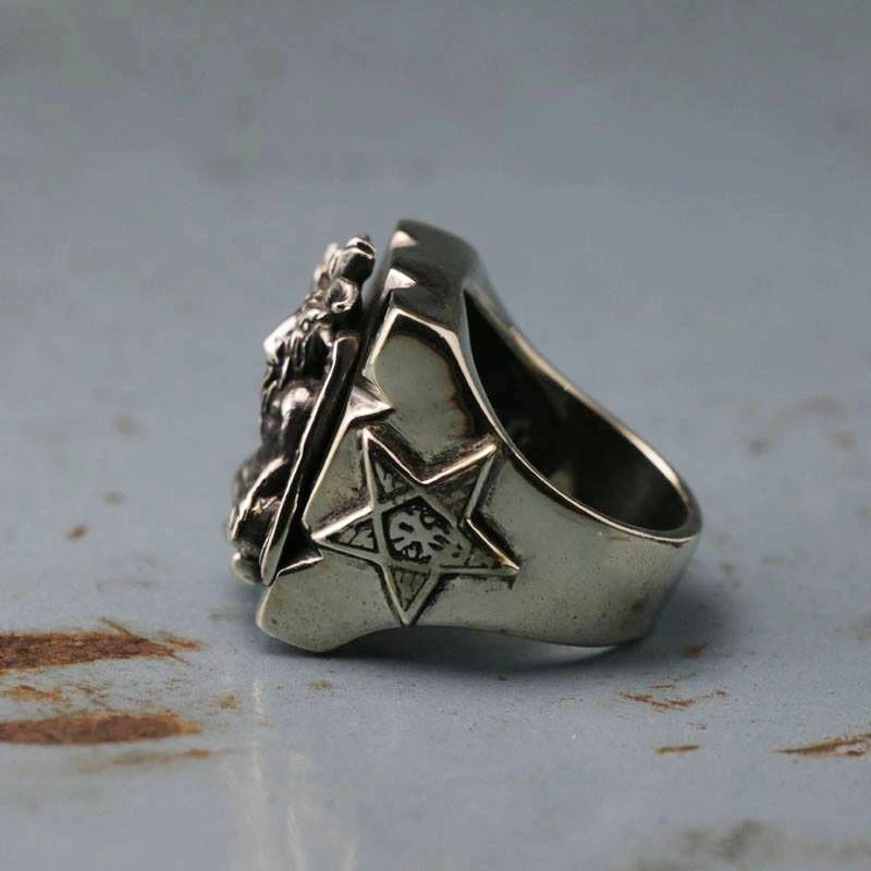 Vintage Baphomet Men's Stainless Steel Ring Seal of Satan P